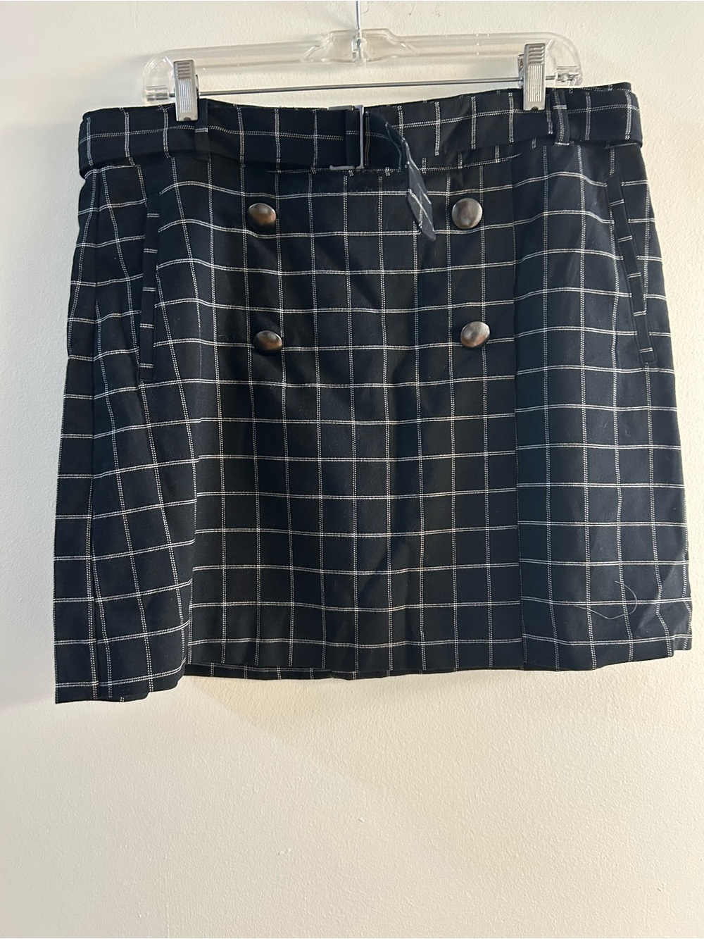 Banana Republic Black Windowpane Double-Breasted Mini Skirt